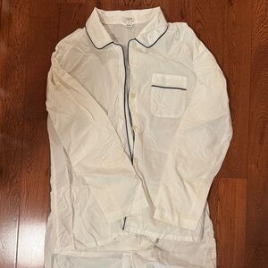 J. Crew White Pajama Top with Navy Piping